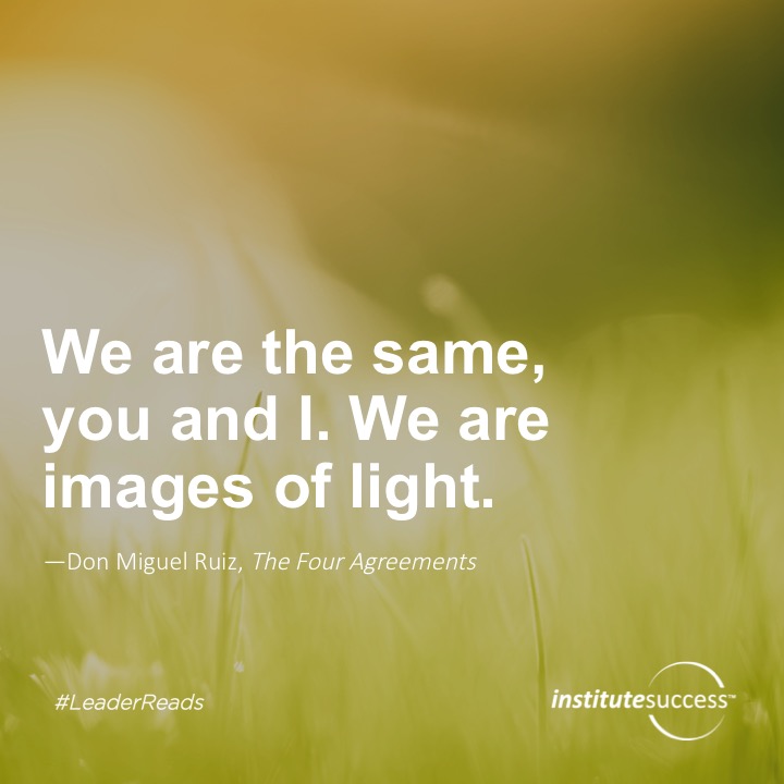 We are the same, you and I. We are images of light.	Don Miguel Ruiz