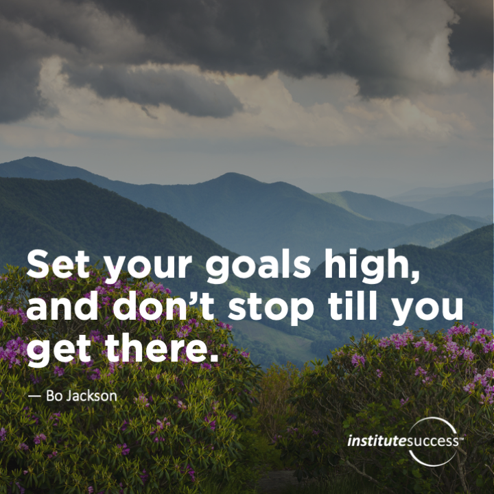Set your goals high, and don’t stop till you get there.	Bo Jackson
