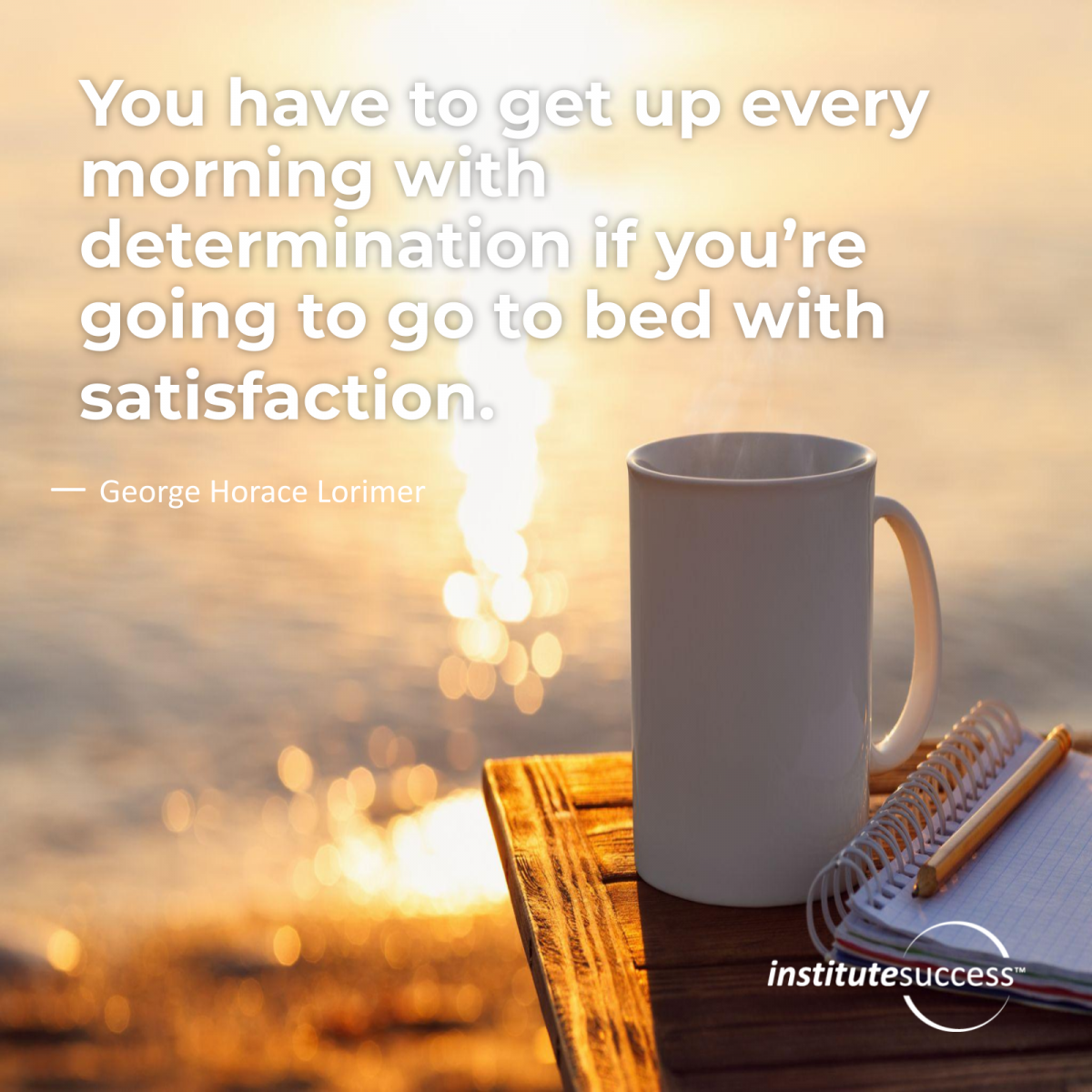 You have got to get up every morning with determination if you’re going to go to bed with satisfaction.	George Horace Lorimer