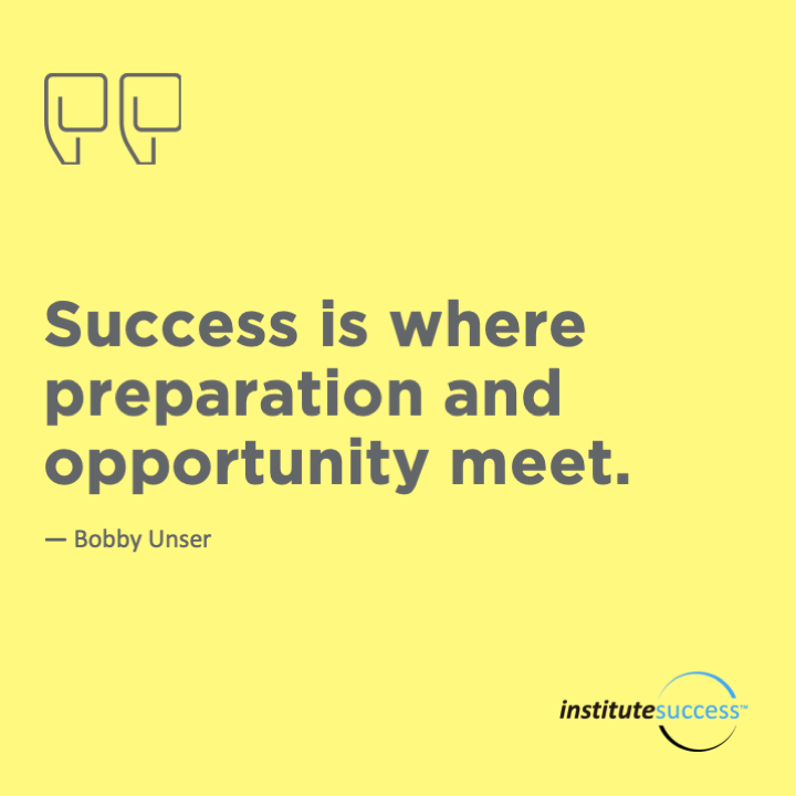 Success is where preparation and opportunity meet.	Bobby Unser